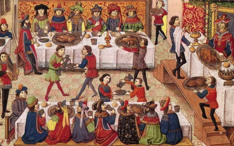 enluminure-banquet-médiéval